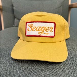Seager Yellow Script Hat NWOT O/S